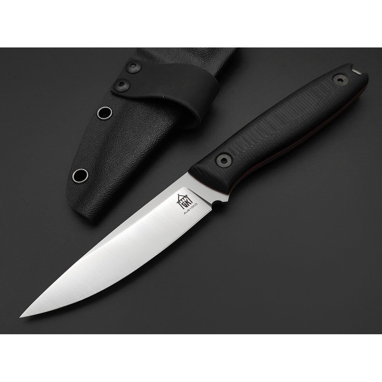 Град Горький нож Оса сталь Aus-10Co satin, рукоять G10 black & red