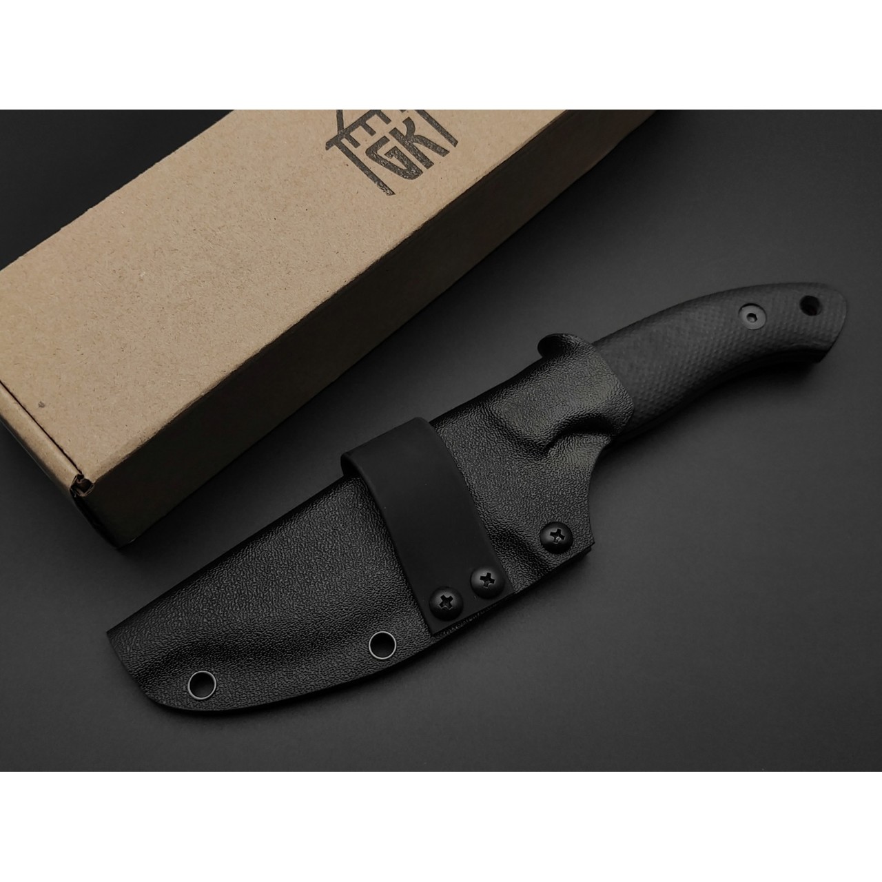 Град Горький нож Райбек №1 сталь PGK травление, рукоять G10 black & red