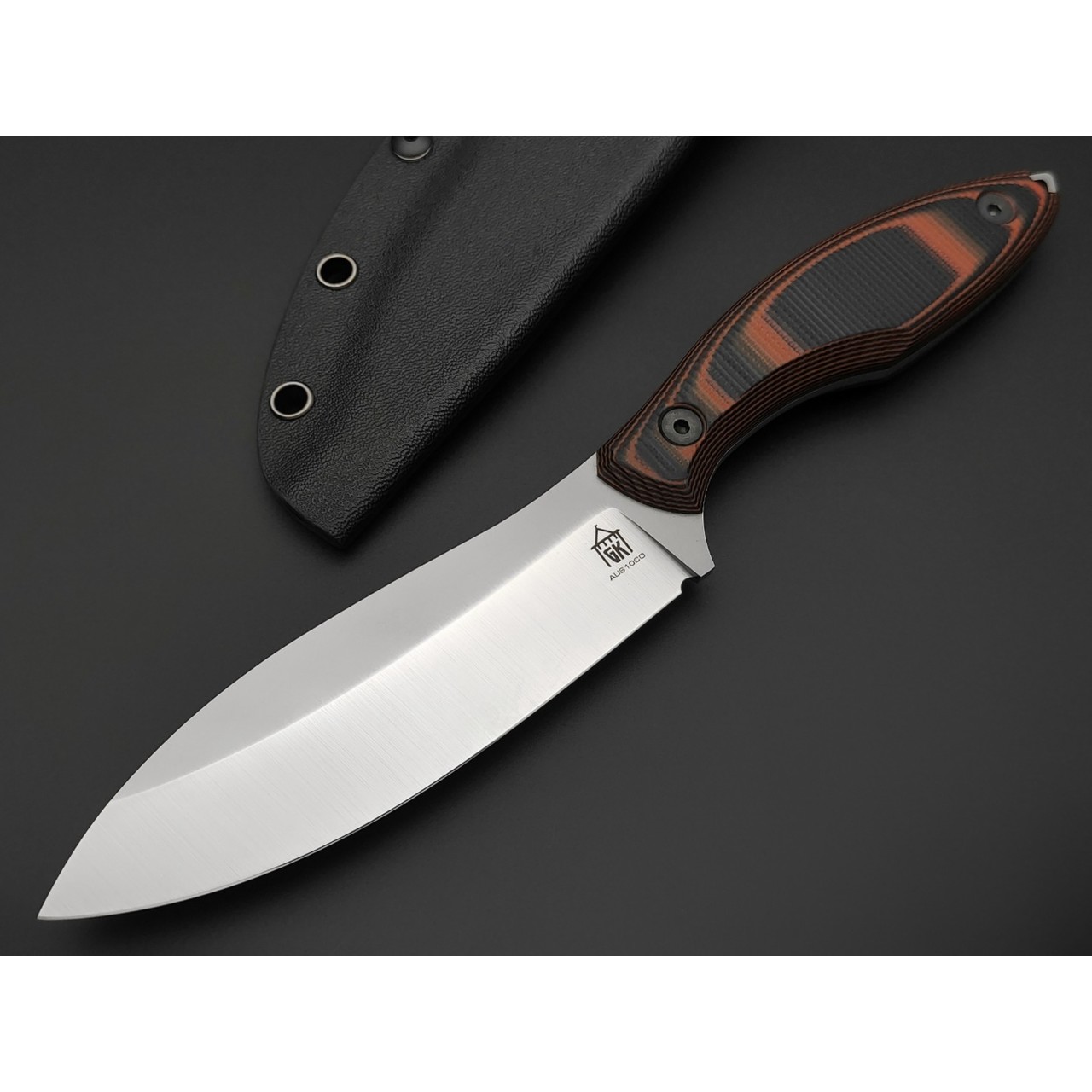 Град Горький нож Канадец сталь Aus-10Co satin, рукоять G10 black & orange