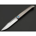 TuoTown складной нож Fin TFI-MB сталь M390 satin, рукоять Titanium TC4 Grey, Titanium crystal blue TuoTown складной нож Fin TFI-MB сталь M390 satin, рукоять Titanium TC4 Grey, Titanium crystal blue
