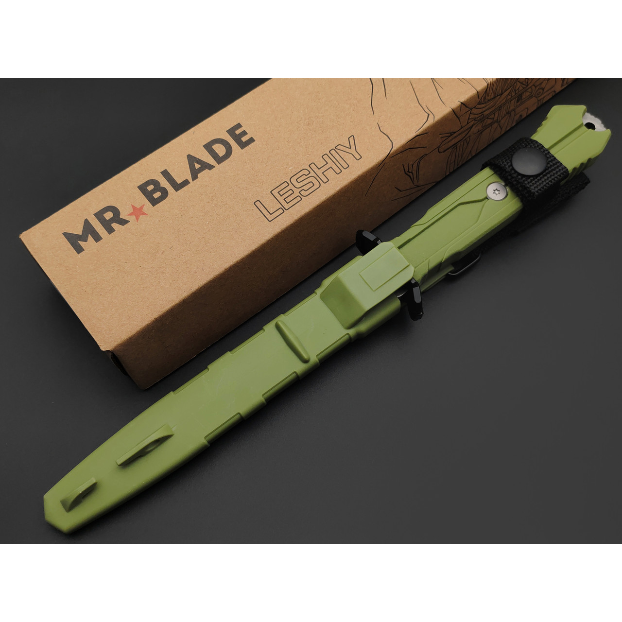 Mr.Blade нож Leshiy сталь Aus-8 стоунвош, рукоять Эластрон зелёный