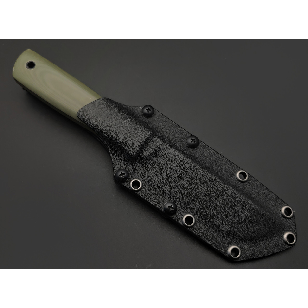 Волчий Век нож Слонёнок Custom Orc Edition сталь 1.4116 WA худ. травление, G10 OD green, пины карбон