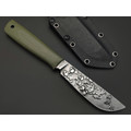 Волчий Век нож Слонёнок Custom Orc Edition сталь 1.4116 WA худ. травление, G10 OD green, пины карбон