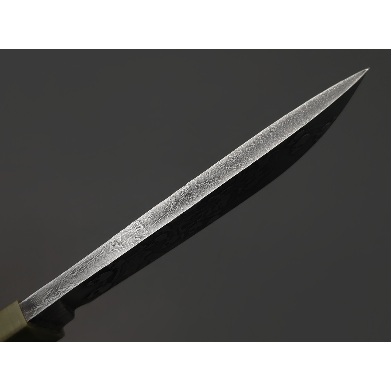 Волчий Век нож Слонёнок Custom Orc Edition сталь 1.4116 WA худ. травление, G10 OD green, пины карбон