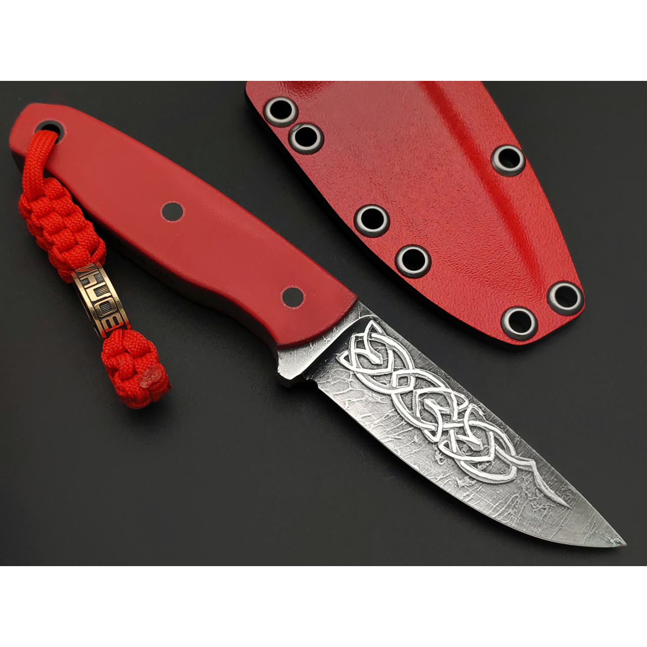 Волчий Век нож Mark-II малый Custom сталь 1.4116 WA худ. травление, рукоять G10, пины карбон