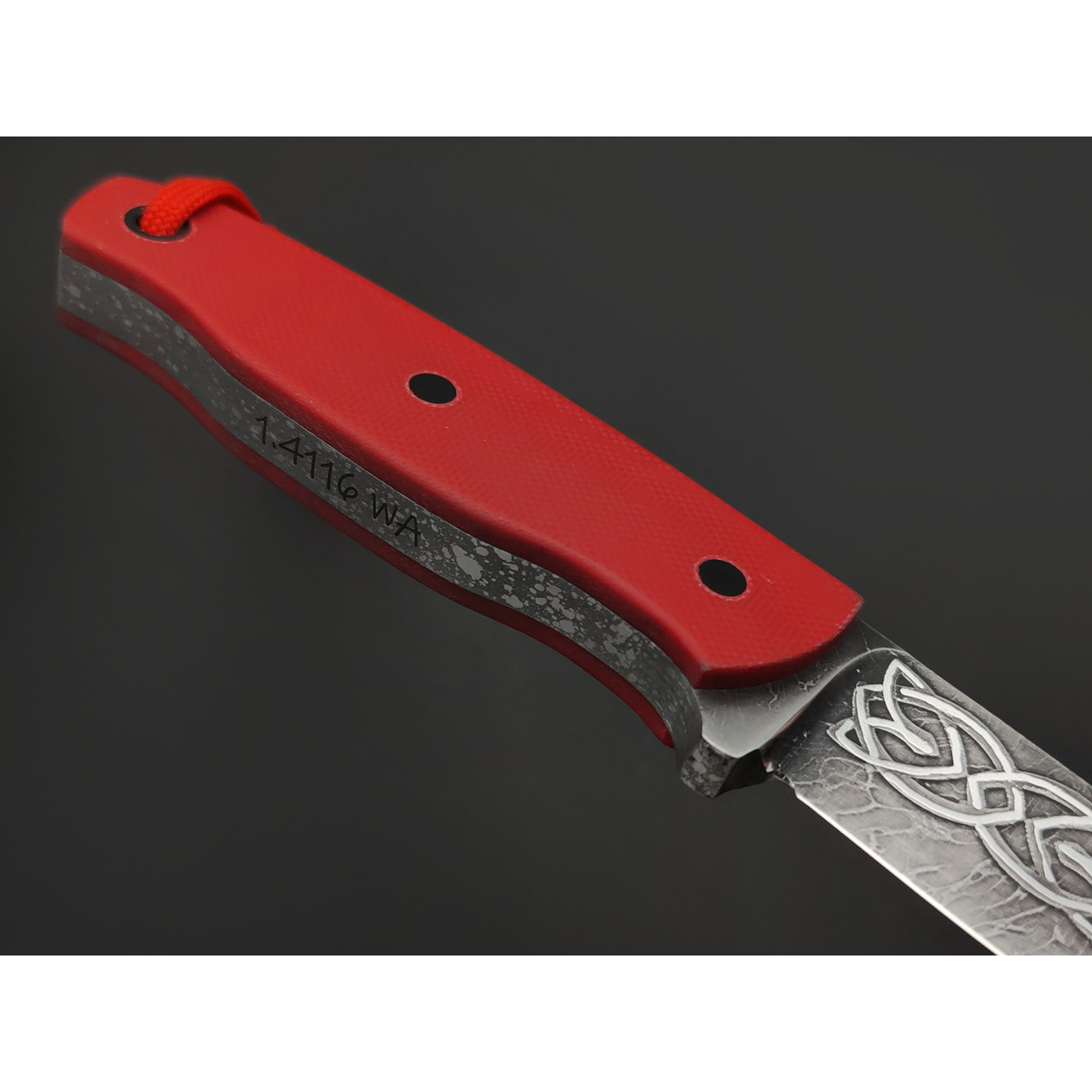 Волчий Век нож Mark-II малый Custom сталь 1.4116 WA худ. травление, рукоять G10, пины карбон