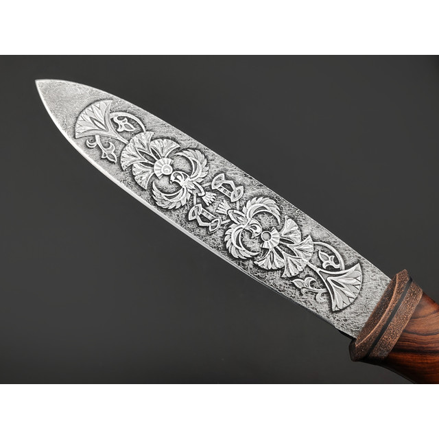 Волчий Век нож Кинжалоид Custom Egyptian Edition сталь PGK WA худ. травление, рукоять Ясень, Айронвуд, медь