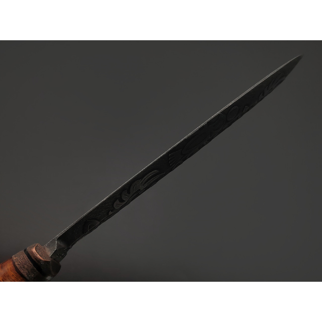 Волчий Век нож Кинжалоид Custom Egyptian Edition сталь PGK WA худ. травление, рукоять Ясень, Айронвуд, медь