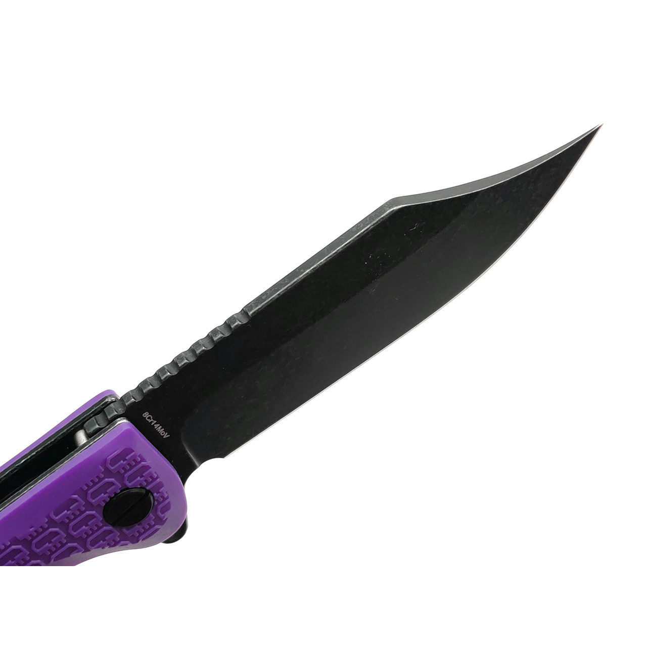 Daggerr нож Powie Purple BW DL сталь 8Cr14MoV блэквош, рукоять FRN purple