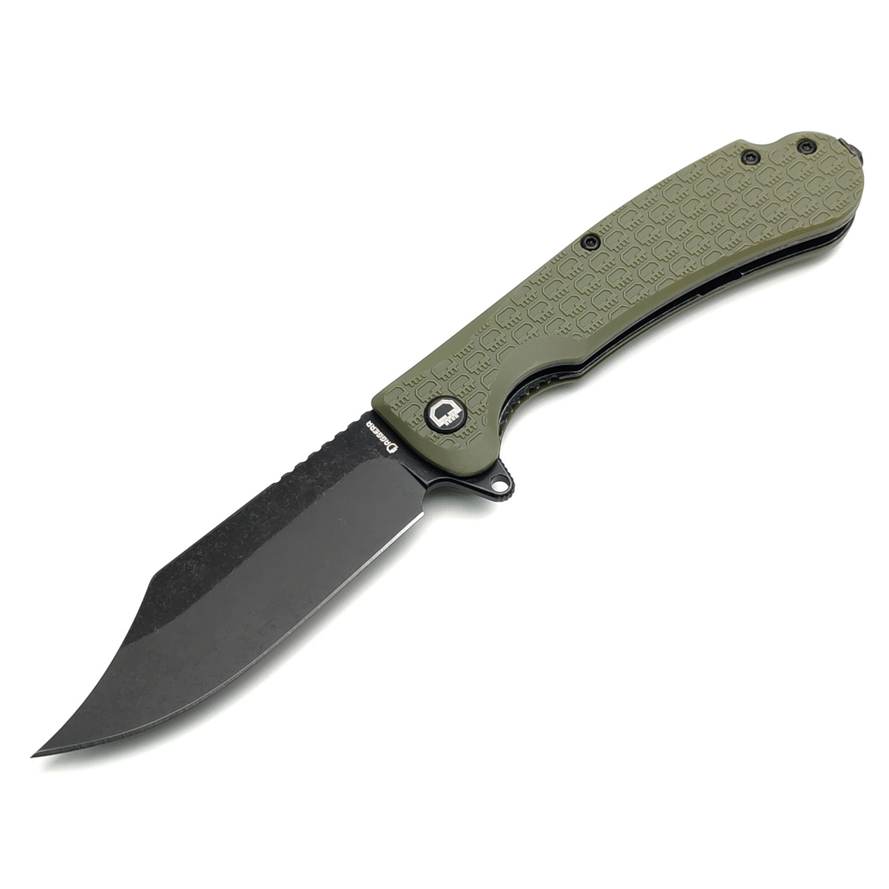 Daggerr нож Powie Olive BW DL сталь 8Cr14MoV блэквош, рукоять FRN olive