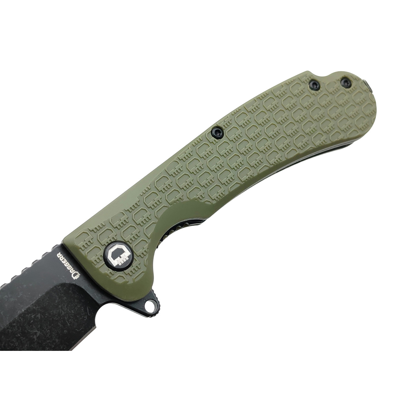 Daggerr нож Powie Olive BW DL сталь 8Cr14MoV блэквош, рукоять FRN olive