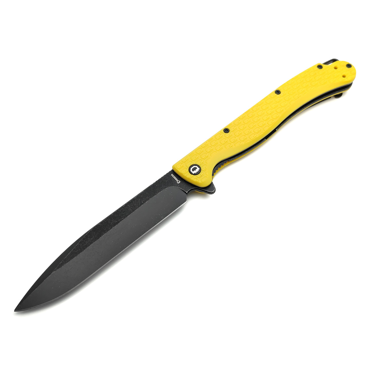 Daggerr нож Finka Yellow BW DL сталь 8Cr14MoV блэквош, рукоять FRN yellow