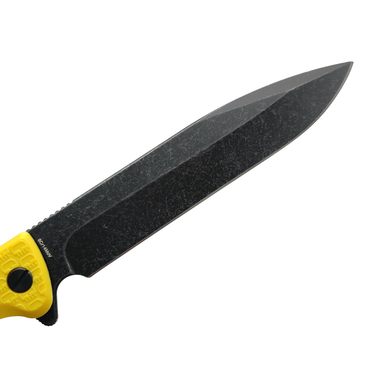 Daggerr нож Finka Yellow BW DL сталь 8Cr14MoV блэквош, рукоять FRN yellow