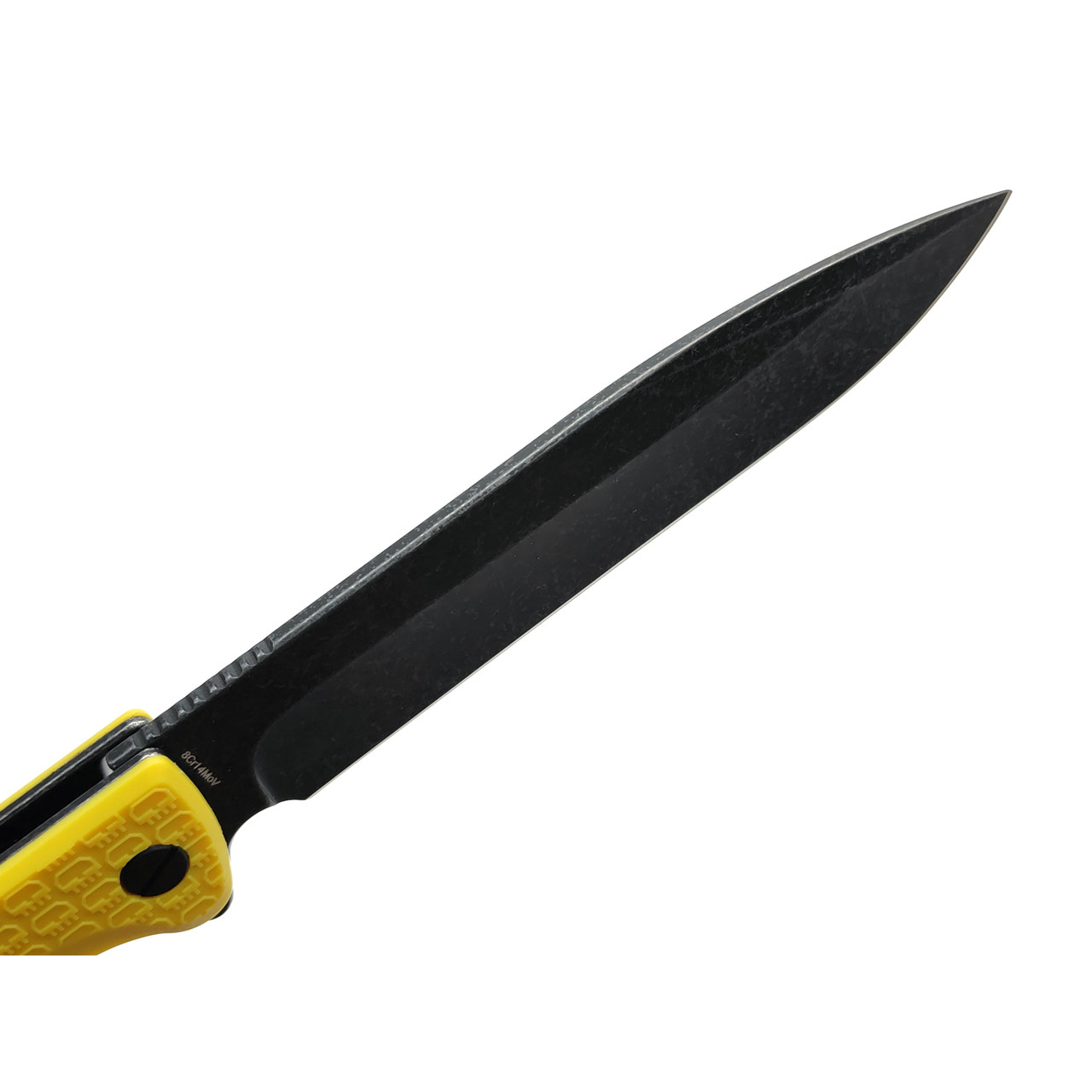 Daggerr нож Finka Yellow BW DL сталь 8Cr14MoV блэквош, рукоять FRN yellow