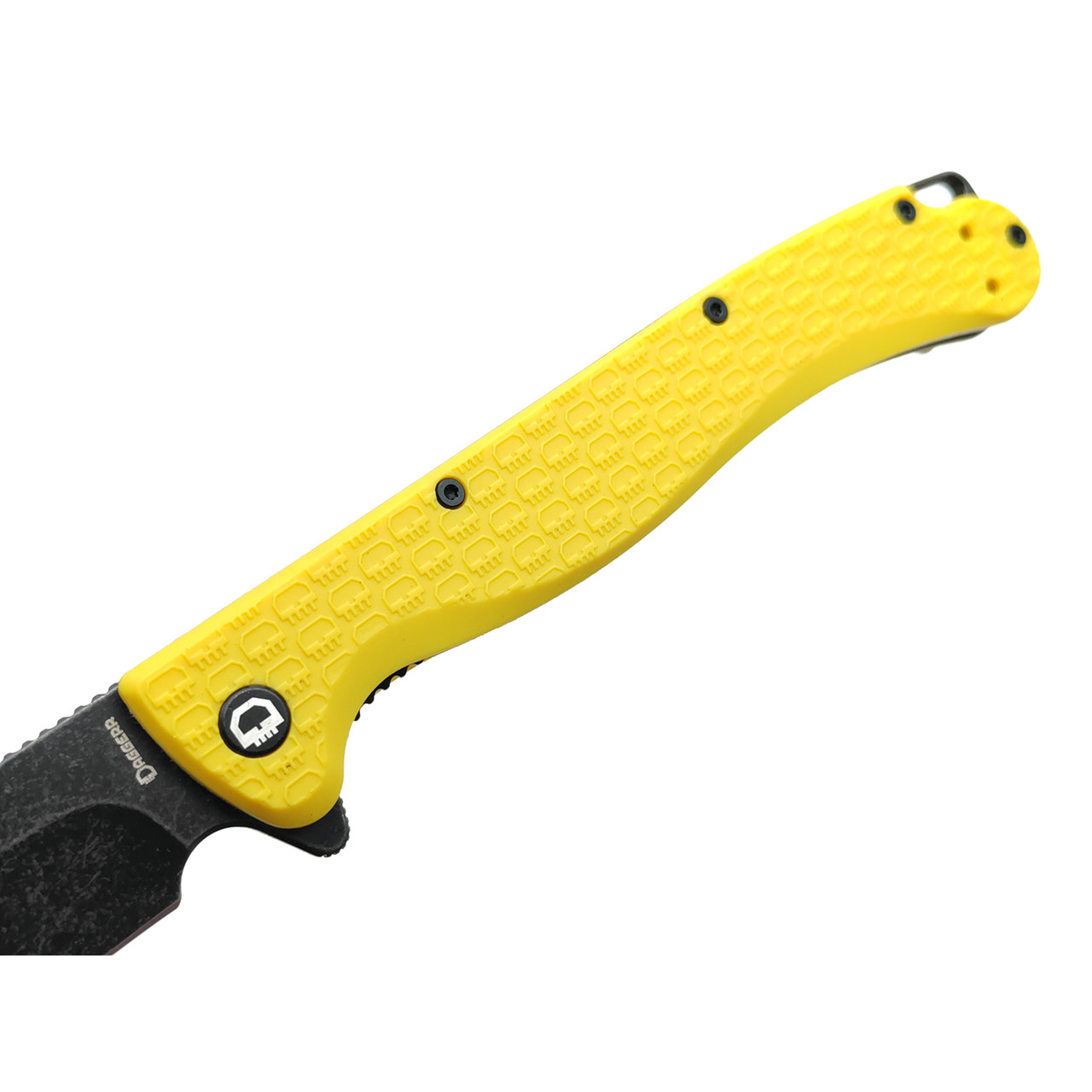 Daggerr нож Finka Yellow BW DL сталь 8Cr14MoV блэквош, рукоять FRN yellow
