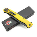 Daggerr нож Shogun Yellow Serrated BW DL сталь 8Cr14MoV блэквош, рукоять FRN yellow