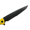 Daggerr нож Shogun Yellow Serrated BW DL сталь 8Cr14MoV блэквош, рукоять FRN yellow