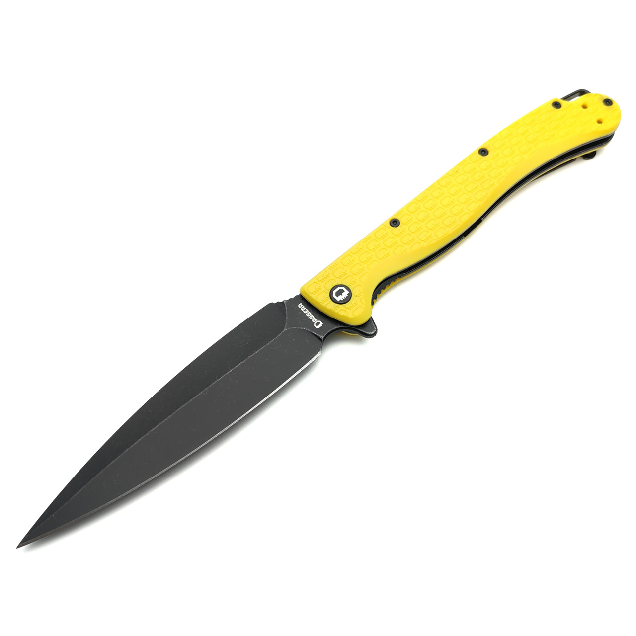 Daggerr нож Vendetta Yellow BW DL сталь 8Cr14MoV блэквош, рукоять FRN yellow
