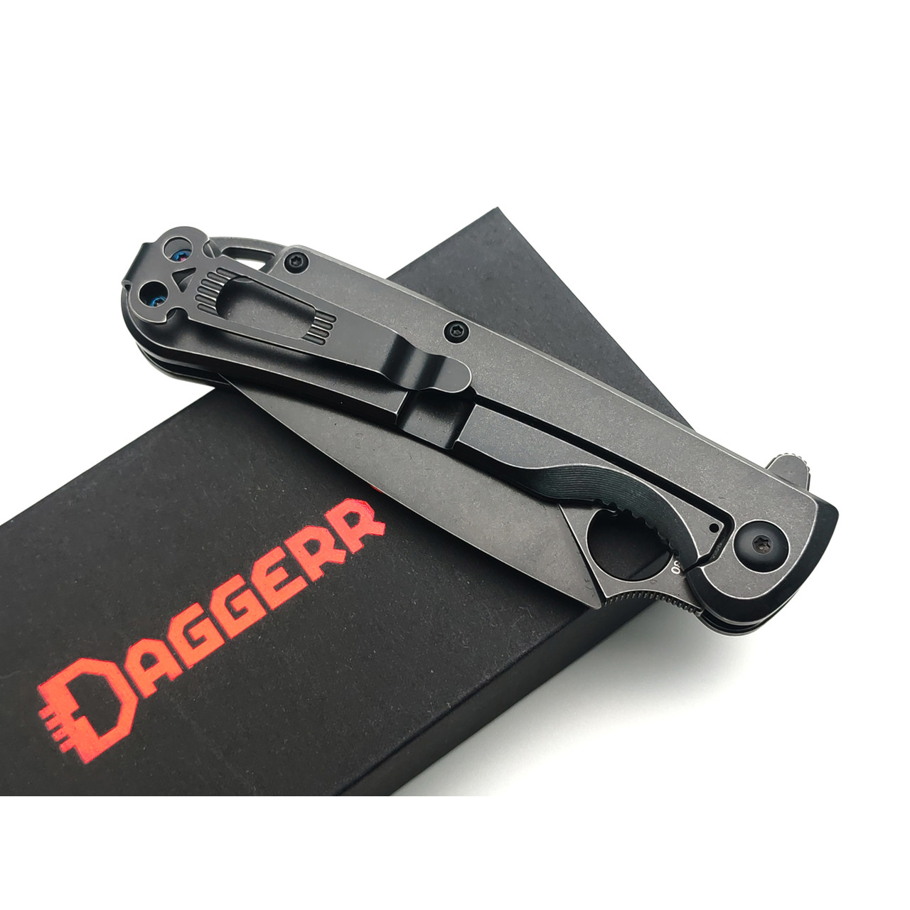 Daggerr нож Arrow Flipper frame lock all black сталь D2 блэквош, рукоять Steel блэквош