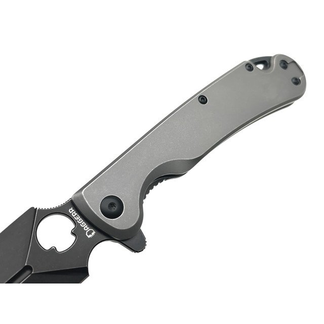 Daggerr нож Arrow Flipper frame lock BW сталь D2 блэквош, рукоять Steel gray