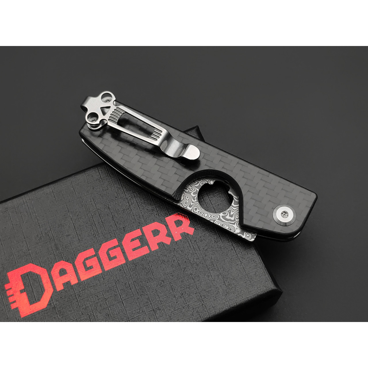 Daggerr нож сигарный Cigarknife сталь Дамаск, рукоять Карбон чёрный