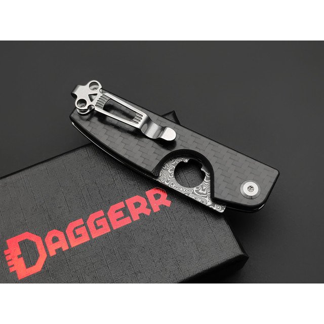 Daggerr нож сигарный Cigarknife сталь Дамаск, рукоять Карбон чёрный