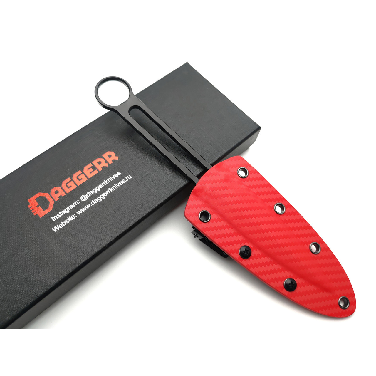 Daggerr нож DASK сталь 8Cr13MoV блэквош, ножны Holstex red