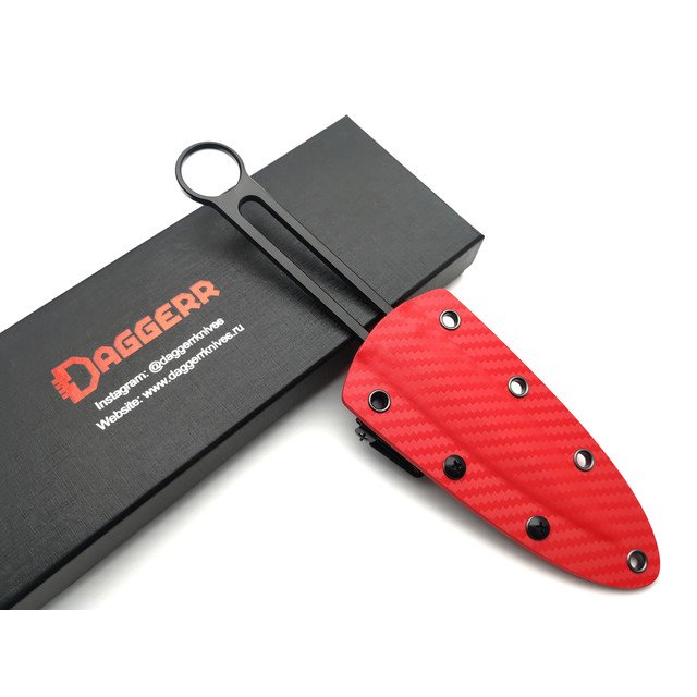 Daggerr нож DASK сталь 8Cr13MoV блэквош, ножны Holstex red