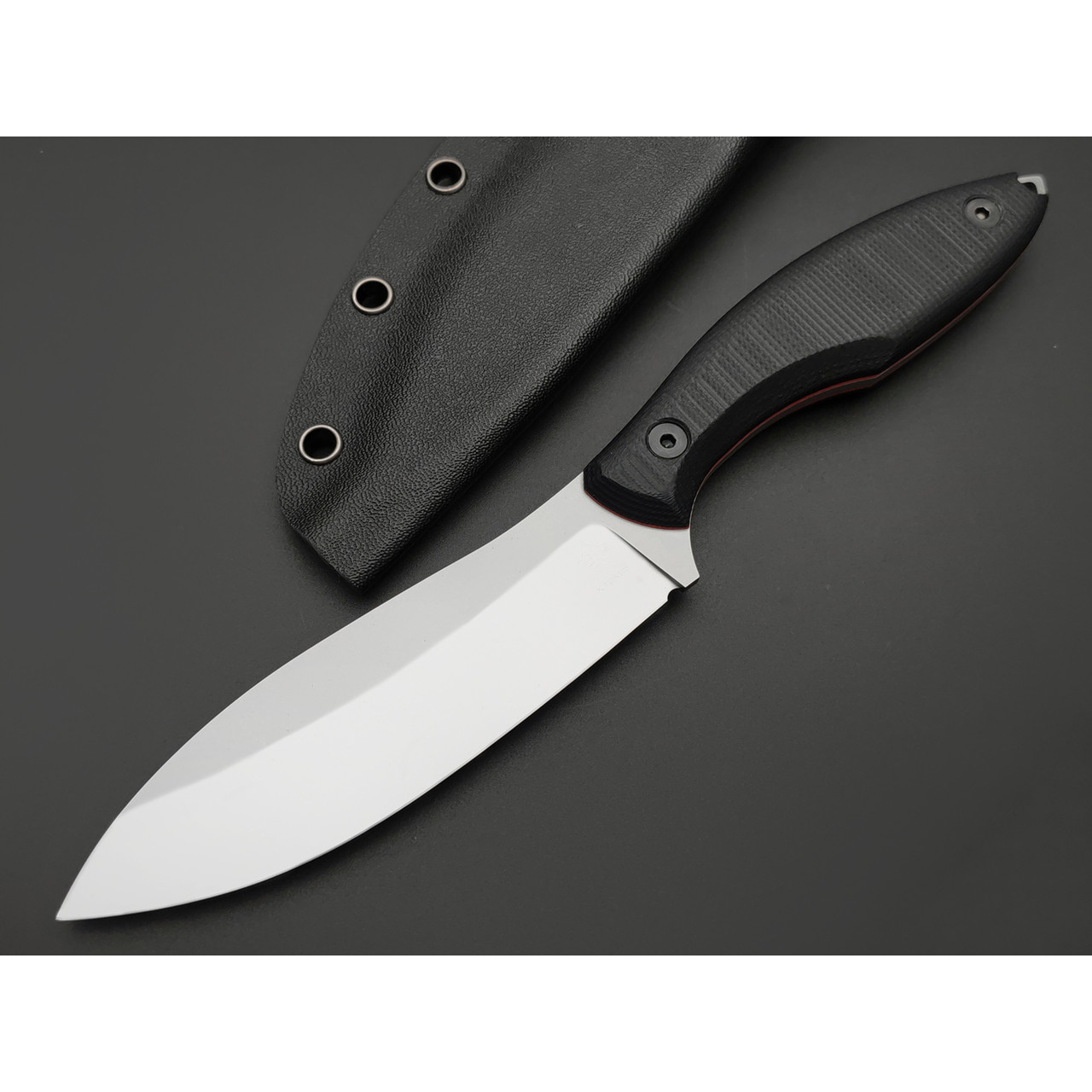 Град Горький нож Канадец сталь Х12МФ bead blast, рукоять G10 black & red
