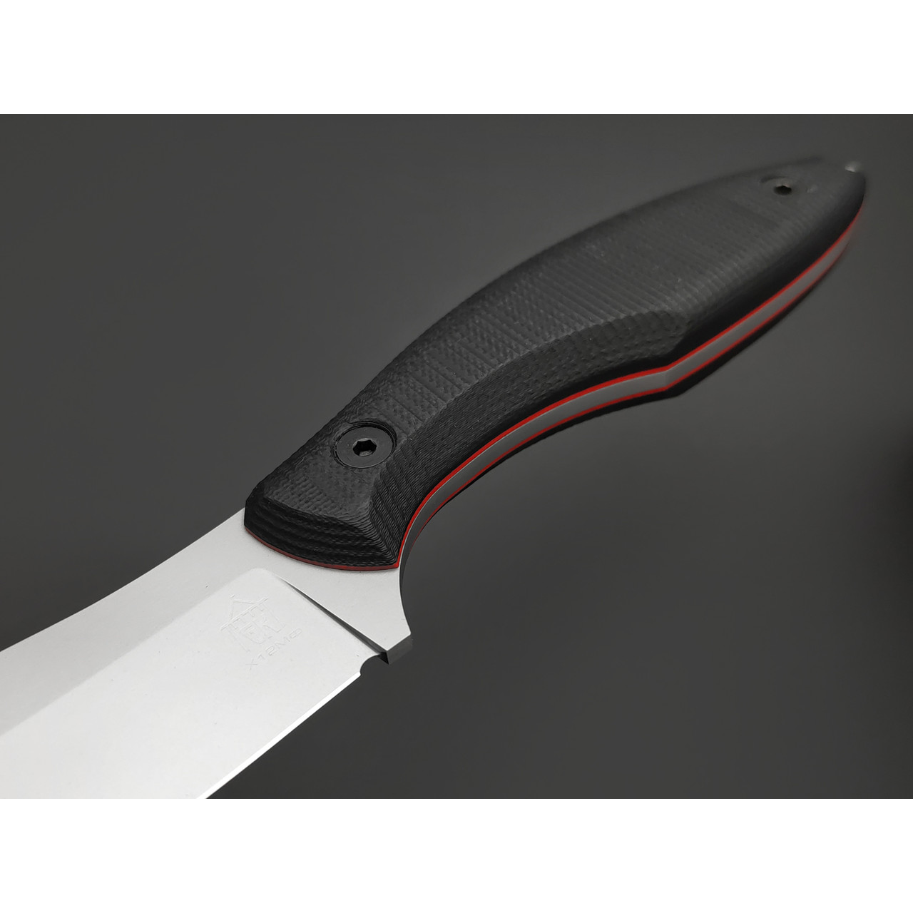 Град Горький нож Канадец сталь Х12МФ bead blast, рукоять G10 black & red
