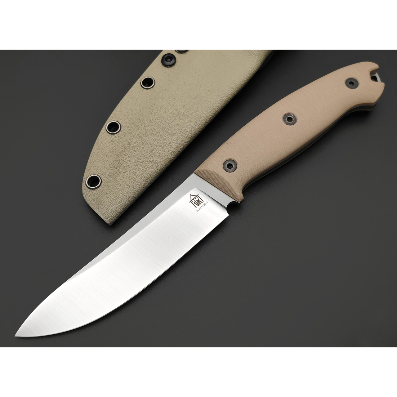 Град Горький нож Охотник сталь Aus-10Co satin, рукоять G10 tan