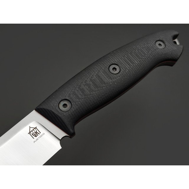 Град Горький нож Охотник сталь Aus-10Co satin, рукоять G10 black & red