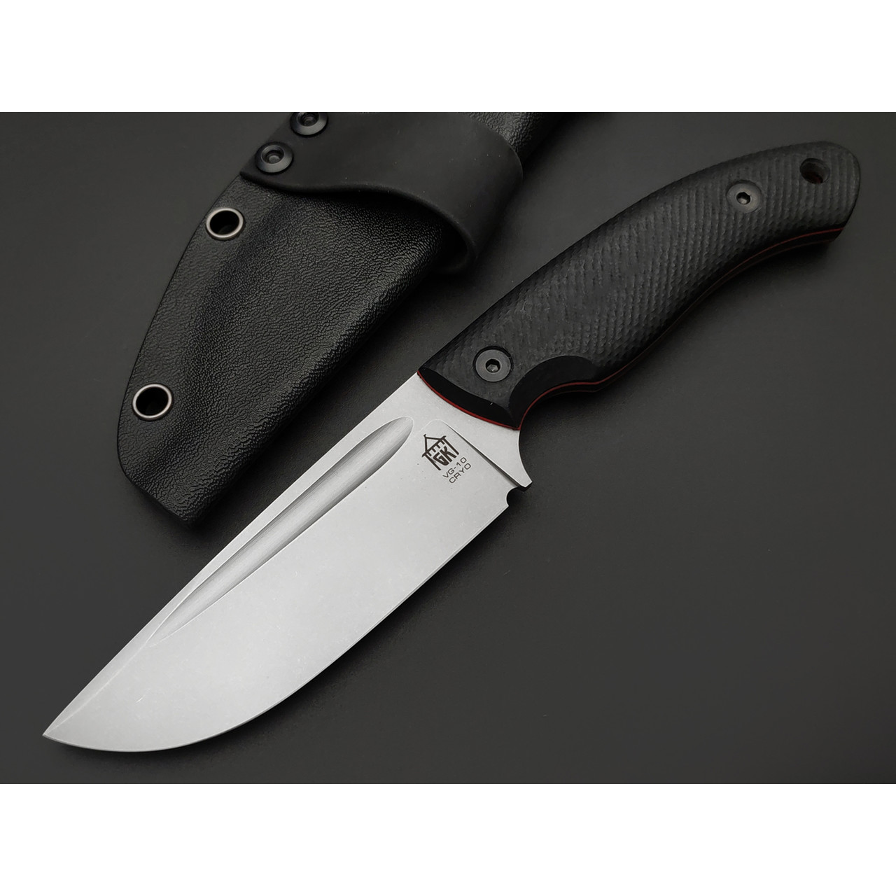 Град Горький нож Райбек №1 сталь VG-10 стоунвош, рукоять G10 black & red
