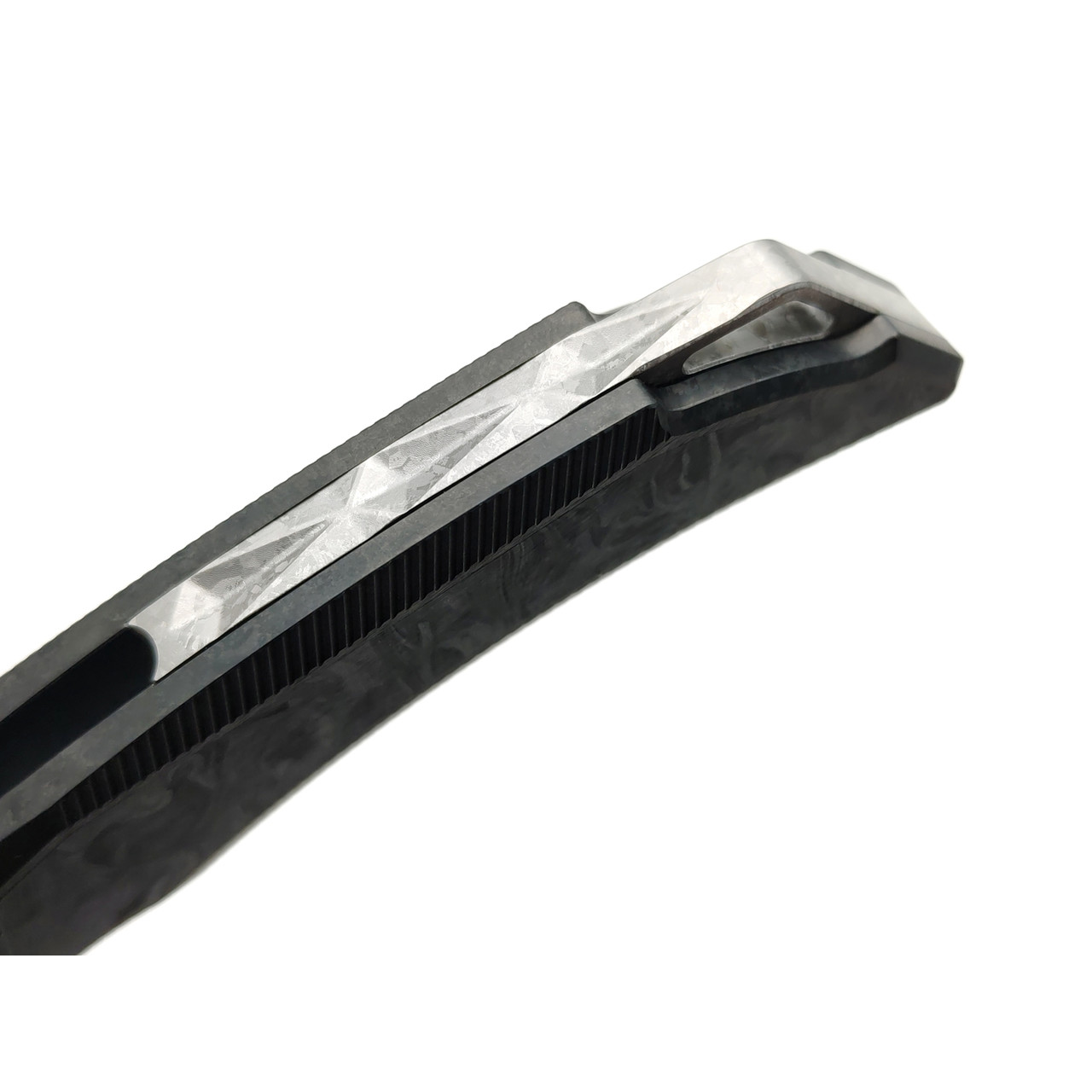 TuoTown складной нож Tiburon TTR-MKDC сталь TMAX DLC, рукоять Titanium Crystal, Carbon fiber chaotic black