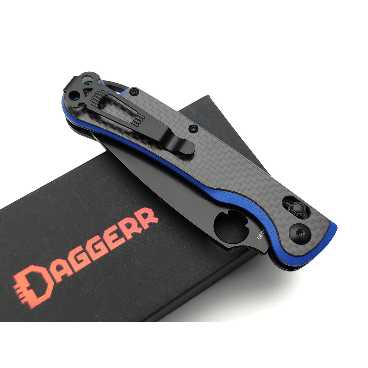 Daggerr нож Sting X-Lock CF сталь D2 DLC, рукоять Карбон, G10 синий