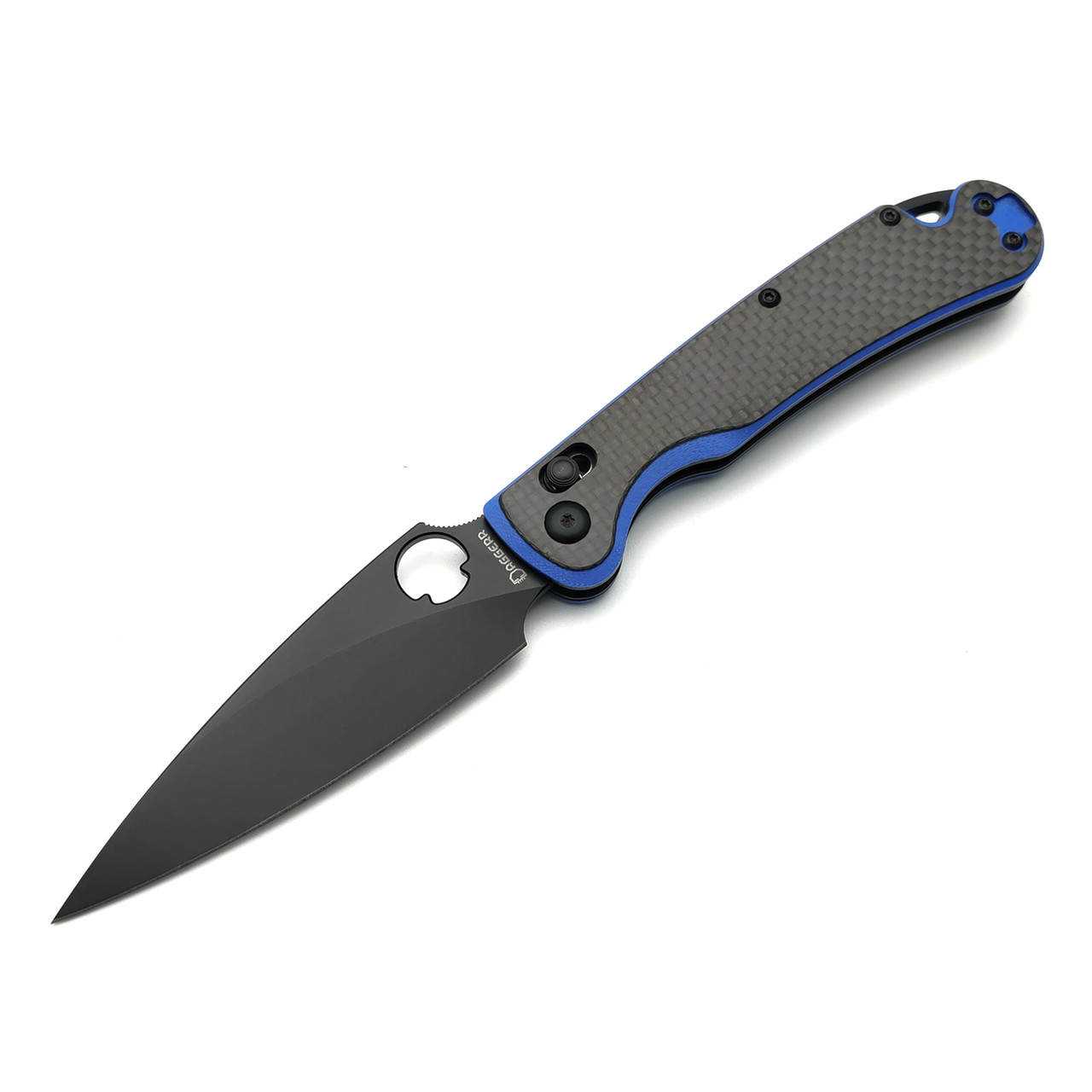 Daggerr нож Sting X-Lock CF сталь D2 DLC, рукоять Карбон, G10 синий