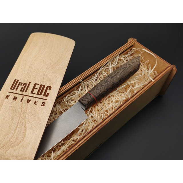 Ural EDC нож кухонный Универсал сталь Aus-8 стоунвош, рукоять Micarta dark brown