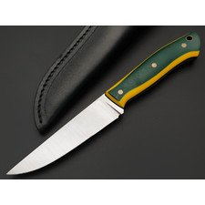 Ural EDC нож ЧелнокЪ сталь JM390A satin, рукоять G10 green & yellow, латунь