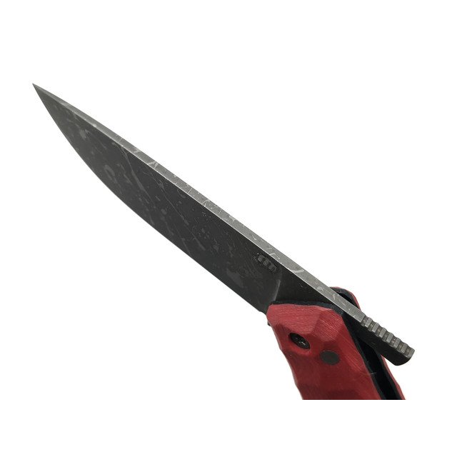 Андрей Кулаков фрикционный нож KUL0177 сталь K110 худ. травление, рукоять G10 red & black