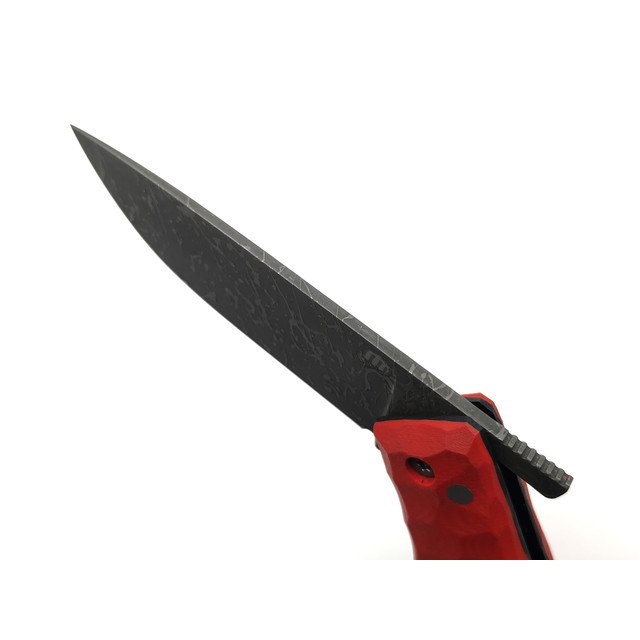 Андрей Кулаков фрикционный нож KUL0179 сталь K110 худ. травление, рукоять G10 red & black
