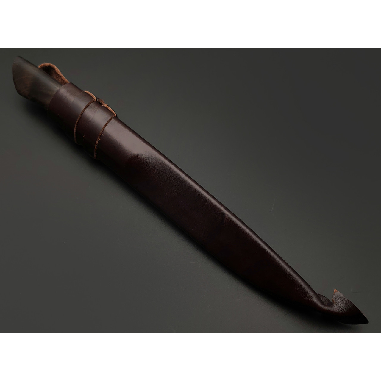 Kappush Knife нож Бычак КМ017 сталь 440C, рукоять стаб. Дерево тёмное, стаб. рог лося, латунь