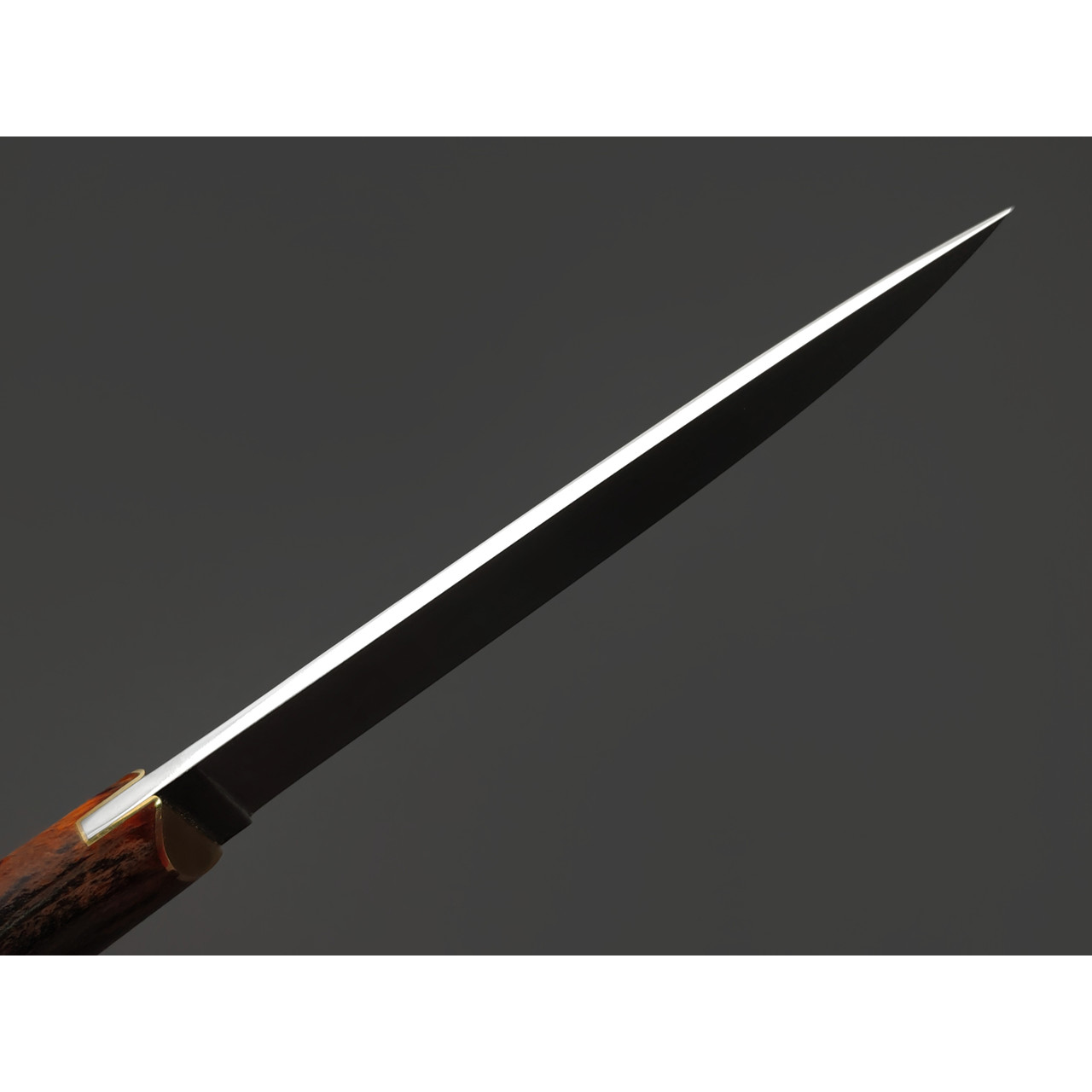 Kappush Knife нож Бычак КМ017 сталь 440C, рукоять стаб. Дерево тёмное, стаб. рог лося, латунь