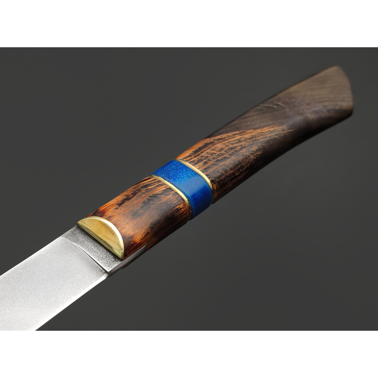Kappush Knife нож Бычак КМ017 сталь 440C, рукоять стаб. Дерево тёмное, стаб. рог лося, латунь