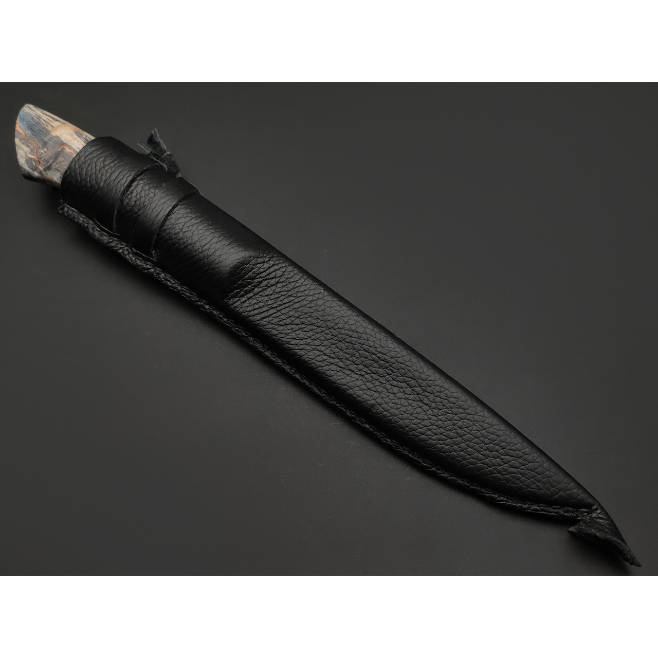 Kappush Knife нож Бычак КМ015 сталь 440C, рукоять Стабилизированное дерево синее, латунь
