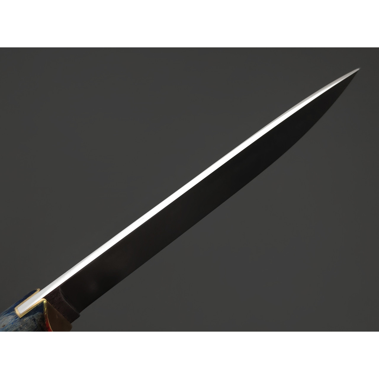 Kappush Knife нож Бычак КМ015 сталь 440C, рукоять Стабилизированное дерево синее, латунь
