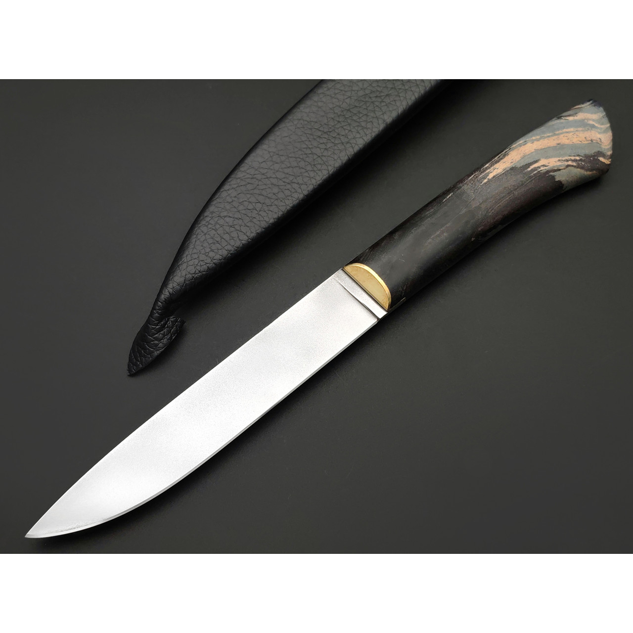 Kappush Knife нож Бычак КМ021 сталь Х12МФ, рукоять Стабилизированное дерево двухцветное, латунь