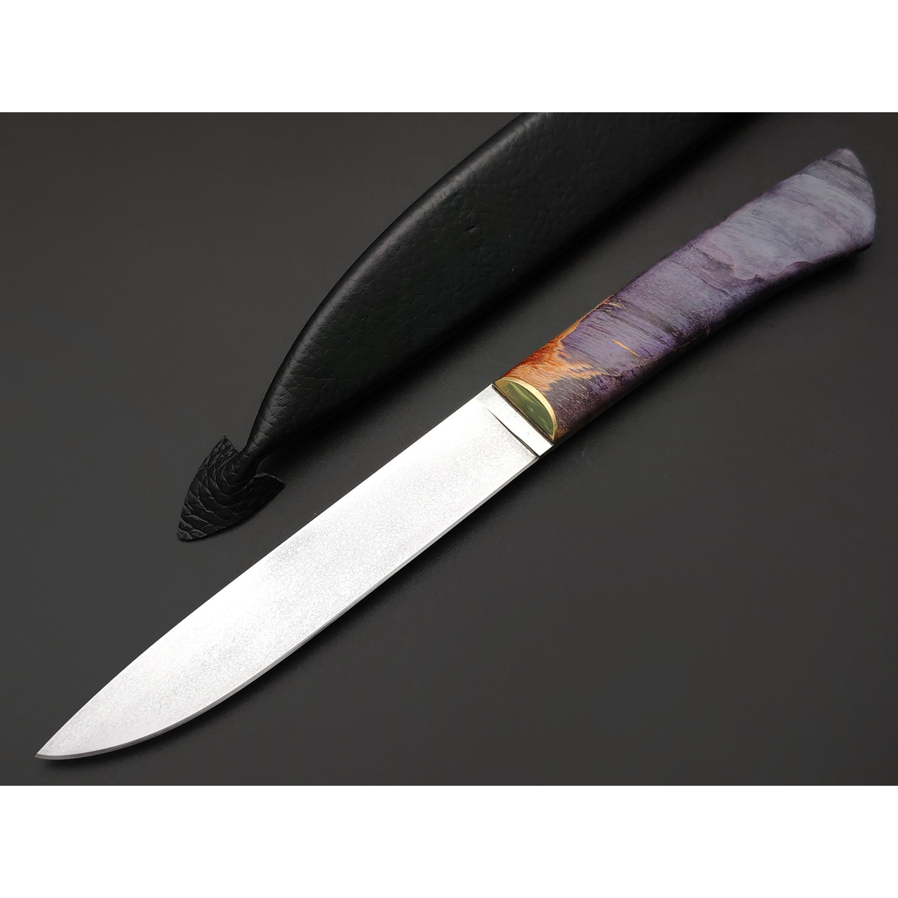 Kappush Knife нож Бычак КМ018 сталь Х12МФ, рукоять Стабилизированное дерево фиолетовое, латунь