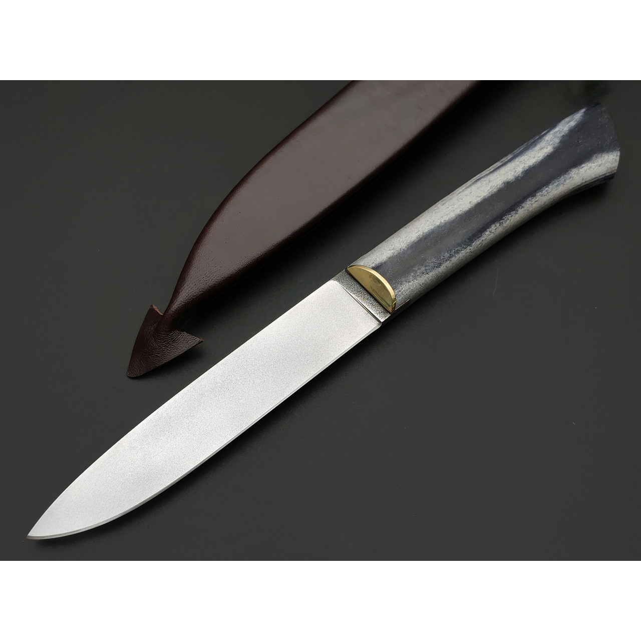 Kappush Knife нож Бычак КМ020 сталь Elmax, рукоять Стабилизированный рог лося, латунь