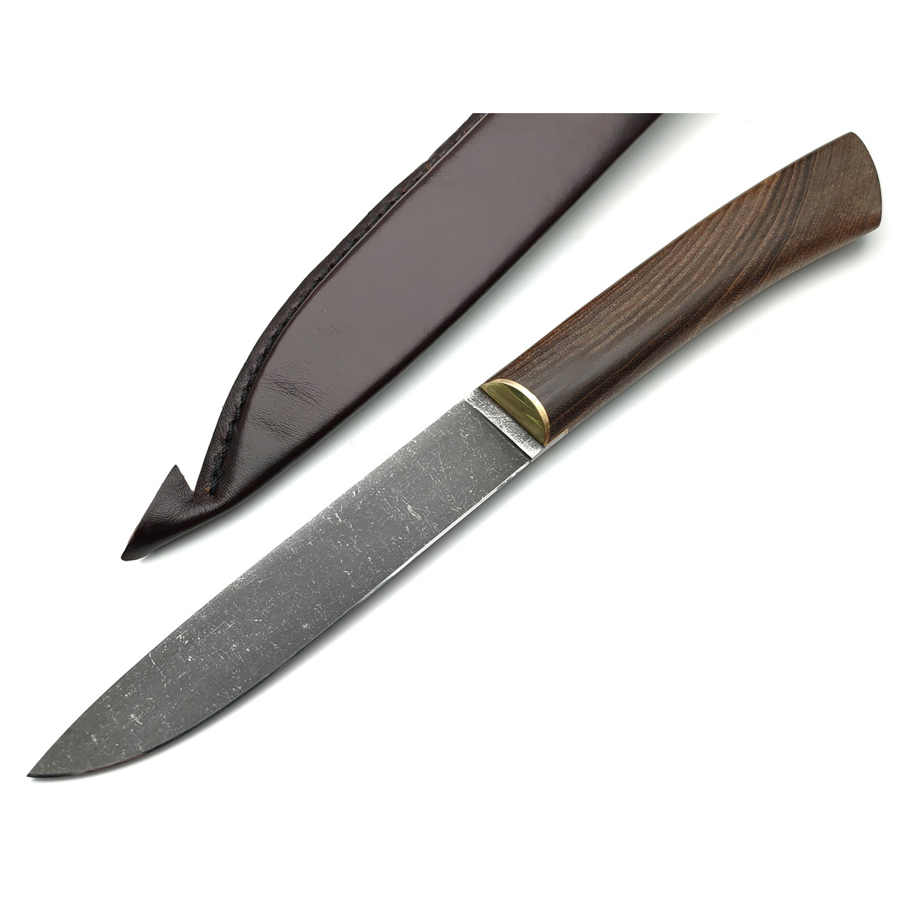 Kappush Knife нож Бычак КМ023 сталь Х12МФ стоунвош, рукоять Стабилизированное дерево тёмное, латунь