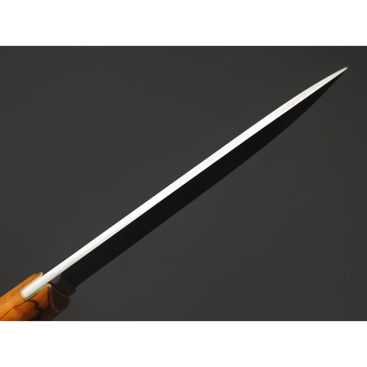 Kappush Knife нож Бычак КМ022 сталь Х12МФ, рукоять стаб. Берёзовый шпальт оранжевый, латунь